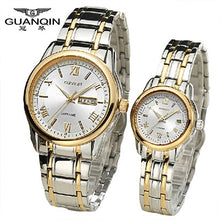 Load image into Gallery viewer, GUANQIN Couple Watches Set Luxury Stainless Steel Men Women lovers Watch Date Week Men Ladies Wrist Watch Quartz Watches Clock