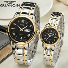 Load image into Gallery viewer, GUANQIN Couple Watches Set Luxury Stainless Steel Men Women lovers Watch Date Week Men Ladies Wrist Watch Quartz Watches Clock