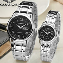 Load image into Gallery viewer, GUANQIN Couple Watches Set Luxury Stainless Steel Men Women lovers Watch Date Week Men Ladies Wrist Watch Quartz Watches Clock