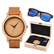 Load image into Gallery viewer, relogio masculino BOBO BORD Bamboo Men Watch Wooden Sunglasses Suit Present Box Gift Set Women Watches Accept LOGO Drop Shiping
