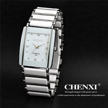 Load image into Gallery viewer, Famous chenxi Brand Luxury Pure white Ceramic Between Rose Silver Bracelet Quartz Wrist Watch Christmas Gift Ladies Dress Watch