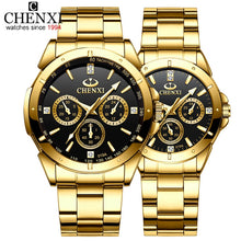 Load image into Gallery viewer, Top Brand CHENXI Set Watch Men Women Luxury Golden Quartz Couple Wristwatch Waterproof Stainless Steel Clock Mens Ladies Watches
