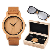 Load image into Gallery viewer, relogio masculino BOBO BORD Bamboo Men Watch Wooden Sunglasses Suit Present Box Gift Set Women Watches Accept LOGO Drop Shiping
