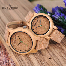 Load image into Gallery viewer, BOBO BIRD Watches Bamboo Couple Clocks Analog Display Bamboo Material Handcrafted Timepieces Wooden Watch Men Made in China
